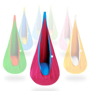 OUTREE pod swing front view showing cozy entrance and safe design