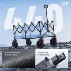 Overmont wagon adjustable handle detail showing ergonomic grip for comfortable pulling