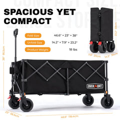 Overmont wagon all-terrain wheel close-up highlighting dual bearings and smooth rolling