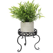 OwnMy front view of black round plant stand showing stable tripod benefit
