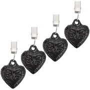 OwnMy front view of four heart clips showing decorative look and outdoor use benefit