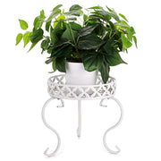 OwnMy front view of white round plant stand showing clean profile and stability