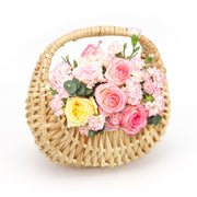 OXDFK half moon basket front view showing compact design and rustic charm