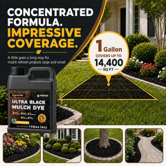Oycevila sprayer application in garden showing even coverage and faster mulch refresh