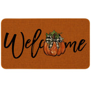 pahhjsa front view of pumpkin welcome mat showing design and size