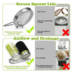 Palksky jar in use with fresh sprouts showing easy rinse-and-drain benefit