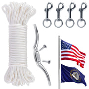 PAMASE front view of complete flag pole rope kit showing components and benefit easy replacement