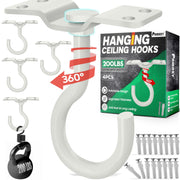 PAMAZY front view of metal ceiling hook showing sturdy base and four mounting holes for strong support