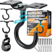 PAMAZY front packaging showing two ceiling hooks and included screws for quick setup