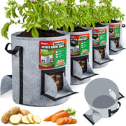 PAMAZY front view of 4-pack grow bags showing packaging and set benefit