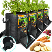 PAMAZY front view of four 15-gallon grow bags showing size and set
