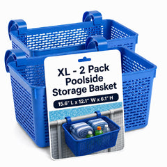 Papapacks front view showing blue XL basket and tidy storage benefit