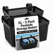 Papapacks front view showing basket and drainage, brand keeps pool items organized