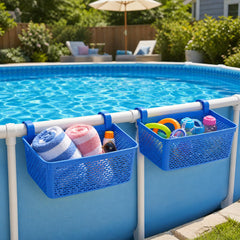 Papapacks mounted on a pool frame showing easy clip-on installation benefit
