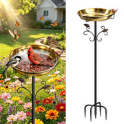 Parovite front view stainless bird bath showing stable rustproof design and garden benefit