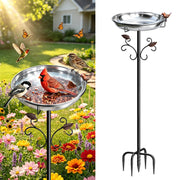 Parovite front view of stainless steel bird bath showcasing durable design and elegance