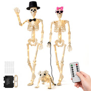 Parsin front display of skeleton family showing illuminated figures and curb appeal