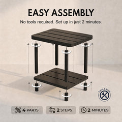 PASAMIC table beside Adirondack chair showing convenient reach for drinks