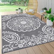 Pauwer front view showing boho grey floral pattern and curb appeal
