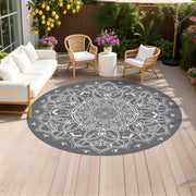 Pauwer front view floral grey rug showing design and curb appeal