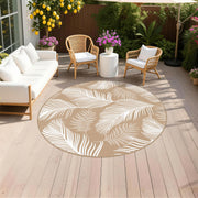 Pauwer front view showing leaf brown rug, enhances outdoor decor