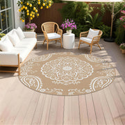 Pauwer rug front view showing boho brown pattern and durable weave for stylish outdoor floors