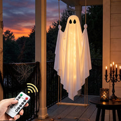 pearlstar front view of hanging swing ghost creating instant spooky curb appeal