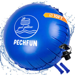 Pechfun front view of pool pillow showing inflated profile and protective design