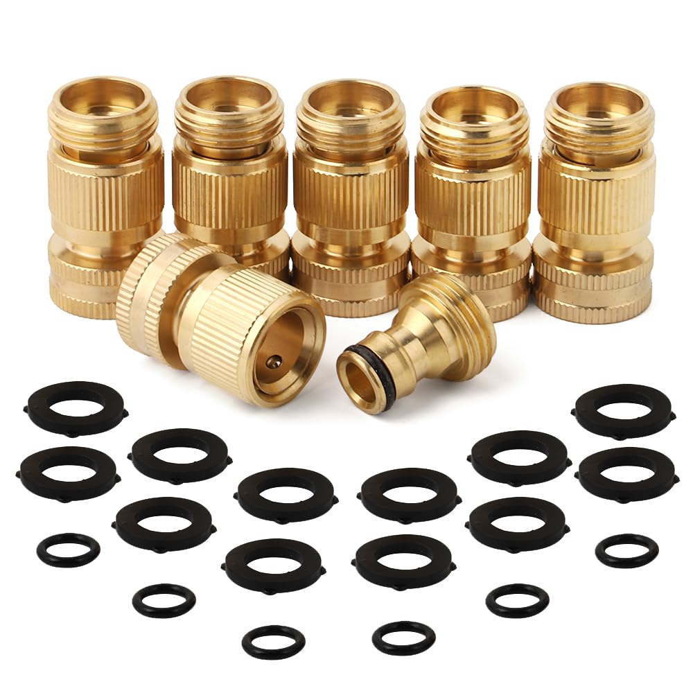 PELTEFLU front view of six-set brass quick connectors showing package contents and durability