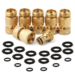 PELTEFLU front view of six-set brass quick connectors showing package contents and durability