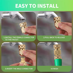 PELTEFLU quick-connect attached to sprinkler demonstrating fast tool-free hose changes