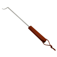 PEPKICN front view of 18-inch turner showing length and hook, safer grilling reach