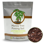 PERFECT PLANTS front packaging showing 4 qt bag and label, easy storage benefit