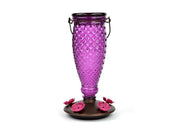 Perky-Pet front view of feeder showing glass bottle and base, clear nectar visibility