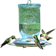 Perky-Pet front view mason jar feeder showcasing vintage blue charm and attraction