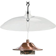 Perky-Pet transparent baffler front view showing clear dome and clean design benefit