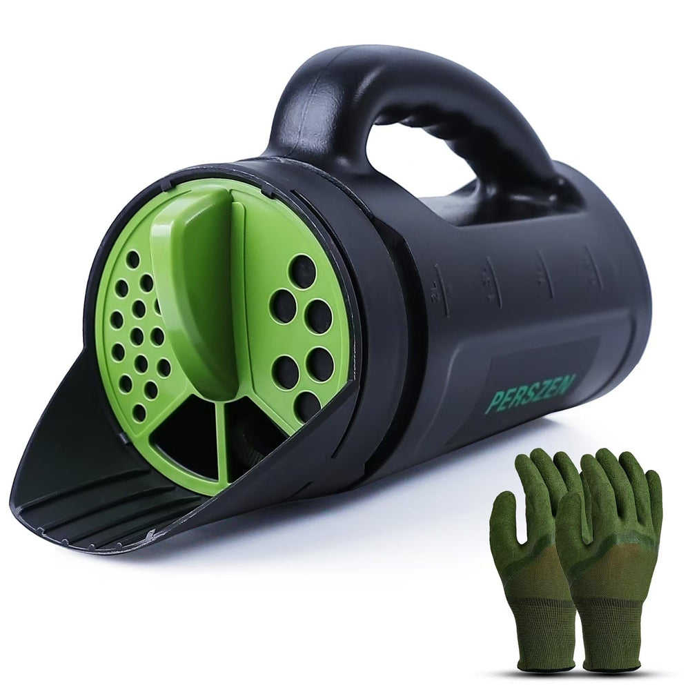 PERSZEN front view showing compact spreader and easy-fill lid for efficient use