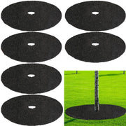 Peryiter front view of eight black rubber tree rings showing neat packaging and ready use