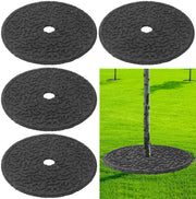 Peryiter front view of 24-inch rubber tree rings showing neat mulch border benefit