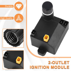 PETKAO two-outlet ignition module top view demonstrating corrosion-resistant housing