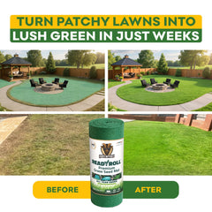 PETRAMAX ReadyRoll rolled out on lawn for quick patch repair with even coverage