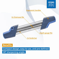PFERD depth-gauge file included in kit for correct raker height adjustment