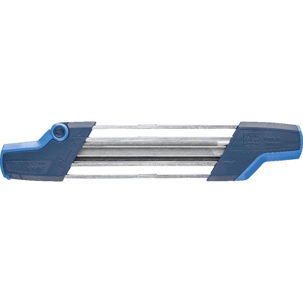 PFERD CS-X front view showing compact sharpener and files for easy transport