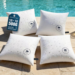 Phantoscope front view of 4-pack pillows showing neat, plump cushions and durable finish