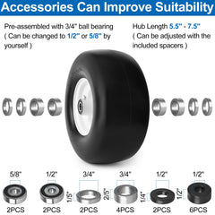 phepetroll adapter kits and bearings laid out, easy hub customization benefit