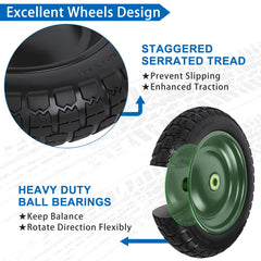 phepetroll wheel installed on a wheelbarrow demonstrating easy swap and stable performance