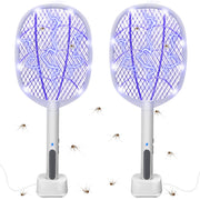 Phosooy front view of two-pack swatters showing sleek white design and portability benefit