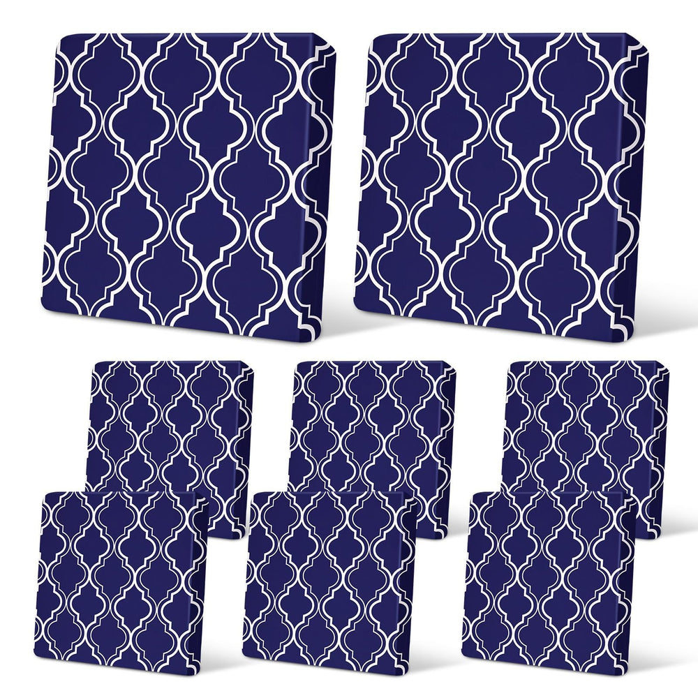 pickyNproud front view of eight cushion covers showing full set and pattern variety for instant refresh
