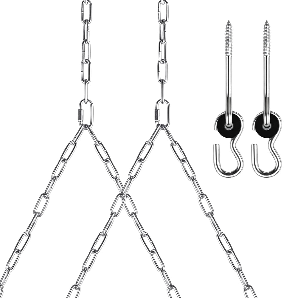 PIHIL front packaging showing two 7.75ft chain kits and included hardware for durable hanging