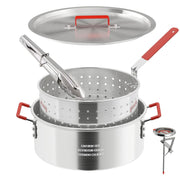 Pipopa front view fryer pot with lid showing full kit and capacity benefit